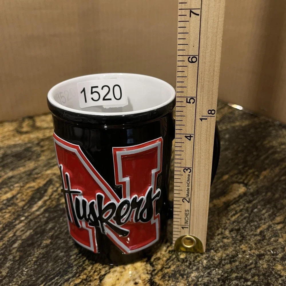 Nebraska Cornhuskers Coffee Mug Cup Ceramic Black Red NCAA Football Huskers 3D - Picture 7 of 7